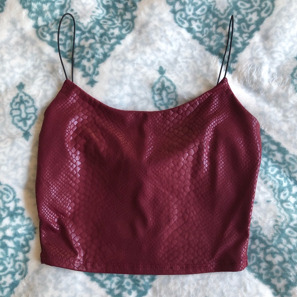 Faux snakeskin crop top
